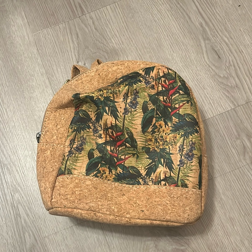 leather wooden look bag